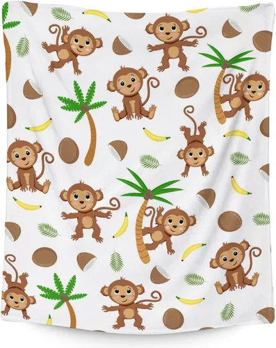 Vista 18 de Manta de mono para niñas pequeñas, tamaño de regazo de 30 x 40 pulgadas, manta de felpa suave y peluda para regalo, manta negra linda para cama, sofá
