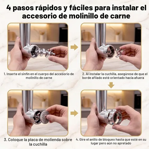 Vista 10 de COFUN Picadora de carne de acero inoxidable para mezclador KitchenAid Metal