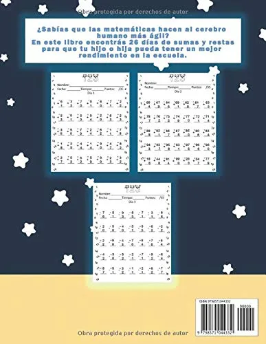 Vista 2 de Matemáticas sumas y restas básicas Ejercita el cerebro de tu hijo o hija,matemáticas para niños, sumas y restas de dos y tres dígitos, edades