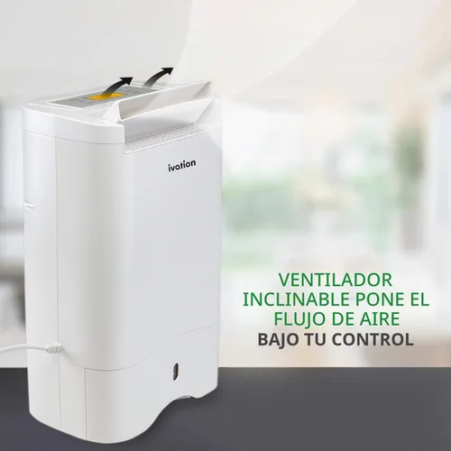Vista 4 de Ivation Deshumidificador desecante de área pequeña de 19 pintas, compacto y silencioso, con manguera de drenaje continuo para espacios más pequeños