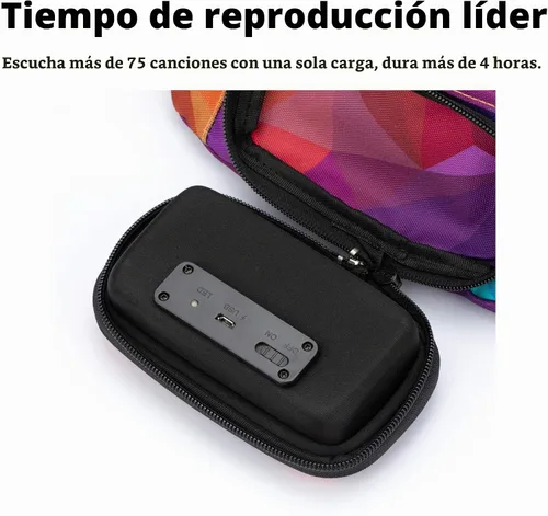 Vista 6 de La cangurera #1 con altavoces. Riñonera Bluetooth para fiestas/festivales/ravos/playa/barcos. Funciona con iPhone y Android. #1 (Retro)