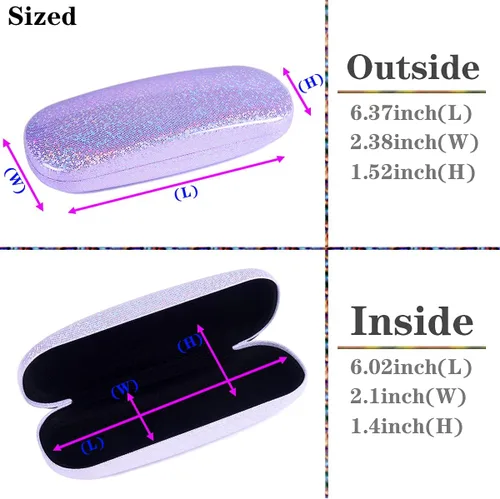 Vista 3 de ADBGV 3 fundas unisex rígidas para lentes, funda protectora para gafas, funda de gafas de sol con paño de limpieza A_negro+rosa+azul