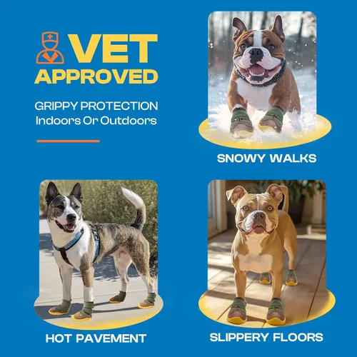 Vista 2 de Botas para perros grandes, botas para perros medianos y protectores de patas para suelos de madera dura, botines para perros al aire libre