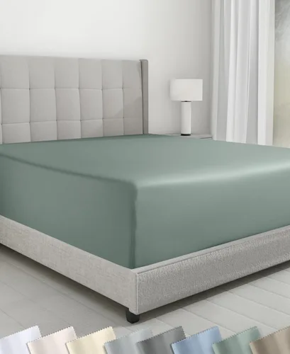 Vista 13 de California Design Den - Sábana bajera ajustable de algodón de 600 hilos, con bolsillo profundo elástico 01 - Blanco brillante