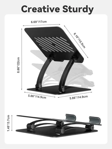 Vista 6 de Soporte para Tablet Tounee, Soporte de Escritorio Ajustable de Aluminio de Doble Varilla, Compatible con iPads de 4.7-16.9", Tabletas Surface, Negro