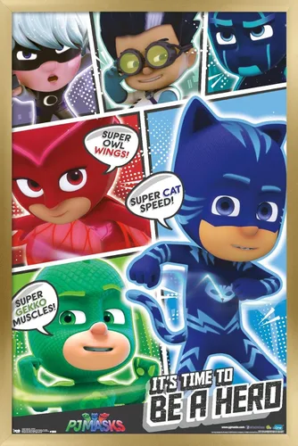 Vista 18 de Trends International PJ Masks - Póster de pared, 14.725 x 22.375 pulgadas, versión enmarcada de madera de granero