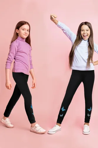 Vista 6 de Cooraby Paquete de 4 leggings cálidos de invierno para niñas, con forro polar, elásticos, térmicos, pantalones de longitud completa