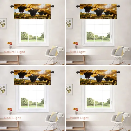 Vista 194 de Shrahala Orange Autumn Autumn Blackout Curtain Tiers, Fall Kitchen Valance Light Blocking Tier Drapes with Rod Pocket, 2 Pack 26 X 24 in