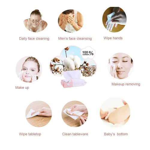 Vista 3 de Careboree Toalla seca extragruesa, toalla desechable de secado facial 100% algodón, pañuelos de algodón sin pelusa (paquete de 2) Lint-Free Face