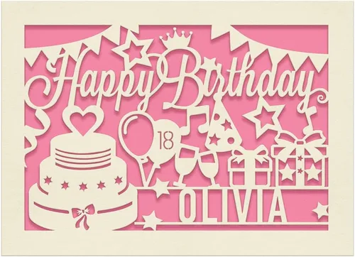 Vista 8 de Tarjeta de Cumpleaños Personalizada de Papel Cortado con Láser Tarjetas de Felicitación Regalo Personalizado de Cumpleaños Tarjeta Terminada a