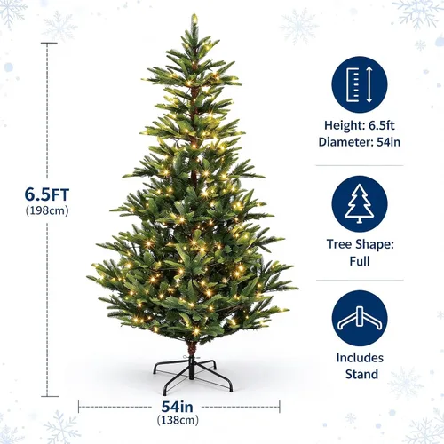 Vista 2 de 6.5ft Christmas Tree with 300 Clear Lights