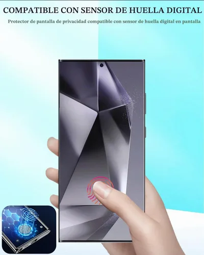 Vista 4 de Protector de pantalla de privacidad compatible con Samsung Galaxy S24 Ultra, vidrio templado con protector de lente de cámara, compatible