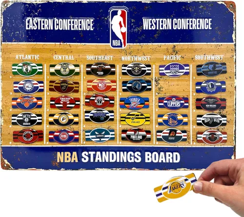 Vista 3 de Tablero magnético de clasificación de la NBA, incluye 30 imanes del equipo de la NBA