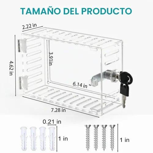 Vista 2 de SUTINE Caja de bloqueo de termostato, transparente, rectangular, 1 unidad, universal, montaje en pared, control HVAC, protector de termostato