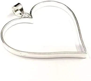 Vista 8 de Bisel abierto de plata de ley 925 genuina marco en forma de corazón en forma de corazón colgantes huecos ajuste encanto plata bricolaje