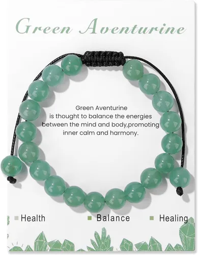 Vista 60 de Pulsera de cristal curativo para mujer de 0.315 in, pulsera de cuentas de cristal natural ajustable hecha a mano, joyería curativa, regalo