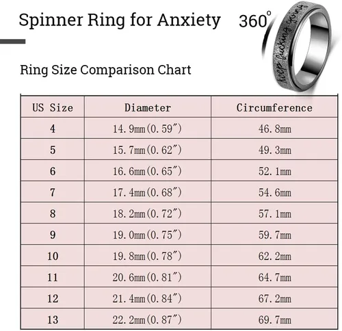 Vista 6 de LuckyAmor Anillo para ansiedad para mujer anillo giratorio de acero inoxidable con mantra inspirador personalizado para hombres, mujeres y amigos