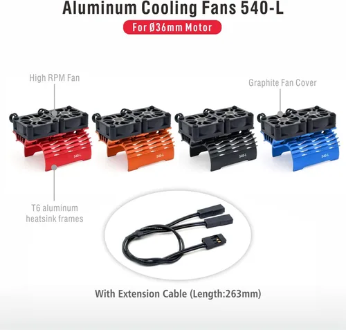Vista 7 de VINGVO Disipador de calor de enfriamiento del ventilador del motor RC, 28000 RPM, ventilador de motor RC, radiador de aluminio, ventilador