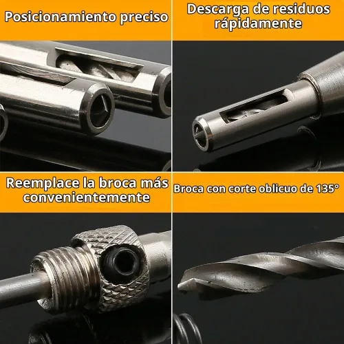 Vista 6 de AFUNTA Juego de 8 brocas centrales con punzón central automático, bisagra autocentrante, perforadora de agujero de núcleo, herramientas
