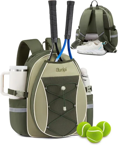 Vista 14 de Mochila de tenis Sucipi, mochila de tenis acolchada con bandolera cruzada, bolsas para raquetas de tenis resistentes al agua para mujeres y hombres