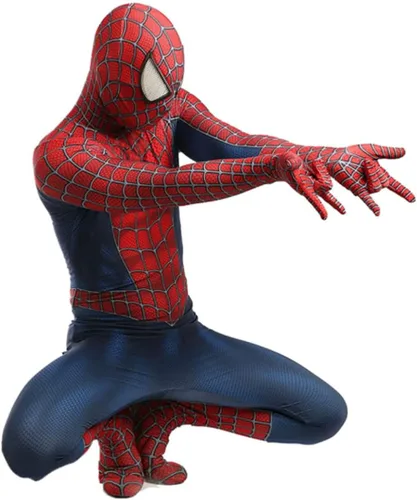 Vista 2 de AledIn Disfraz de Halloween de superhéroe de elastano, overol de araña, estilo 3D, traje de cosplay