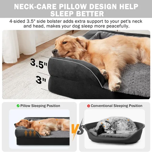 Vista 5 de INVENHO Sofá ortopédico de espuma para perros medianos con funda extraíble lavable, forro impermeable y parte inferior antideslizante