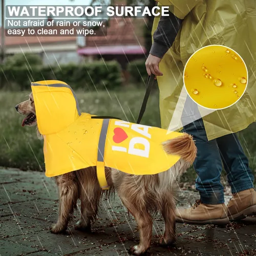 Vista 4 de Impermeable para perros con bonito estampado, impermeable, reflectante, ajustable para perros pequeños, medianos y grandes (amarillo, pequeño)