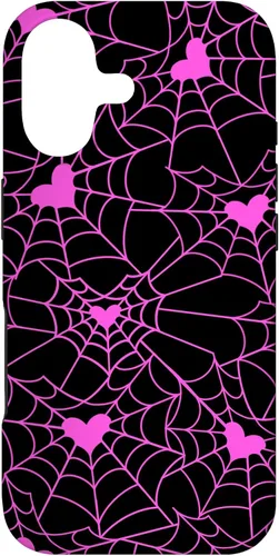 Vista 32 de Carcasa para iPhone 11 con diseño de telaraña, color rosa y negro
