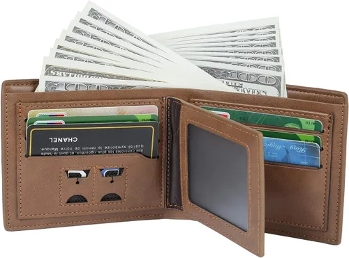 Vista 6 de Lovejewelry Carteras personalizadas con fotos para hombres, cartera de piel grabada para padre, novio, estilo 4, Personalizable