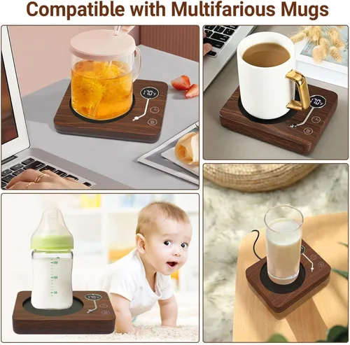 Vista 6 de Calentador de tazas de café, calentador de tazas CEROBEAR para escritorio, 3 controles de temperatura, 130 ℉/150 ℉/170 ℉, calentador de tazas