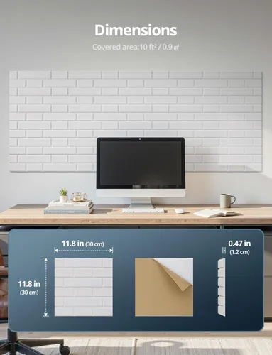 Vista 9 de Paneles Acústicos Engrosados, Paquete de 10 Azulejos Autoadhesivos Absorbentes de Sonido para Paredes y Techos, Paneles de Pared de Ladrillo Francés
