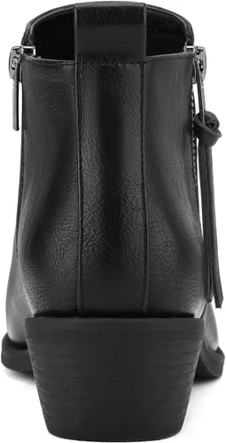 Vista 8 de Rollda Botines de tacón bajo para mujer, con cremallera lateral, botas cortas para mujer