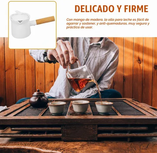 Vista 7 de BESTonZON - Mini olla de cerámica para leche de 12 onzas, sartén de cerámica con asa y boquilla, para calentar salsas y salsas para derretir