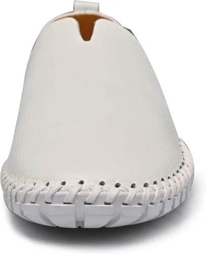 Vista 2 de Mocasines de cuero genuino para hombre, suaves, transpirables, hechos a mano, con costuras a la moda, casuales, ligeros, zapatos de vestir