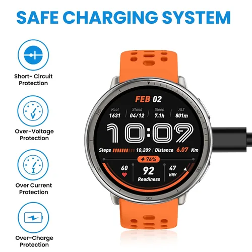Vista 3 de Diseñado para Amazfit Bip 6 / Active 2, cable de carga cuadrado Active 2 de 3.3 pies, cable USB C de repuesto portátil, reloj inteligente tipo C
