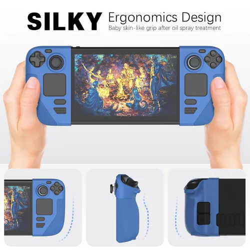 Vista 4 de Funda protectora de silicona compatible con Steam Deck, funda con mango de textura antideslizante para cubierta de vapor, cubierta anticolisión