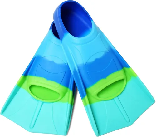 Vista 2 de Aletas de natación para niños, aletas cortas para niños y jóvenes, aletas de natación para entrenamiento de natación para niños, niñas, niños