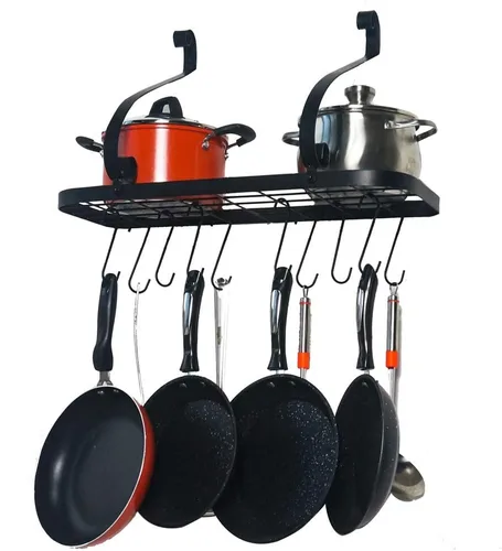 Vista 3 de Ochine Estantes flotantes de pared para cocina, baño, estantes montados en la pared, de madera rústica, estante de especias de cocina con barra
