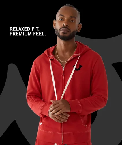 Vista 3 de True Religion - Sudadera con capucha y cremallera con logotipo de Buda para hombre