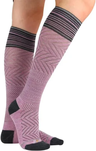 Vista 3 de ja vie JAVIE - Calcetines de compresión graduados de 76% lana merino para mujeres y hombres (15-20 mmHg), 2 Pares 1 Negro Puro+1 Rosa