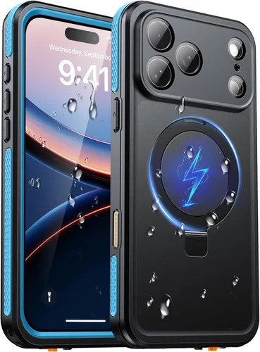 Vista 28 de Oterkin Funda magnética impermeable para iPhone Air con [protector de pantalla integrado] [soporte invisible] [compatible con MagSafe]