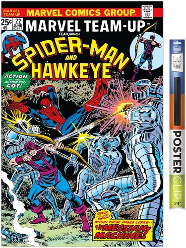 Vista 17 de Trends International Marvel Comics - Póster de pared de Hawkeye y Spider-Man, 22.4 pulgadas de largo x 14.7 pulgadas, versión enmarcada de madera