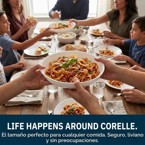 Vista 3 de Corelle Tazones Versa de 4 piezas para ensalada de pasta y más, servicio para 4, duraderos y ecológicos, de 30 onzas, juego de cuencos compactos