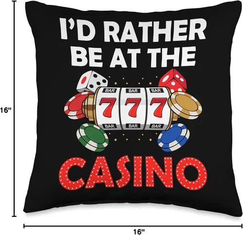 Vista 4 de Casino Poker Slot Machine Gambler Gambling Design Funny Casino - Almohada de juego con tarjeta de máquina tragamonedas de Las Vegas, 16 x 16