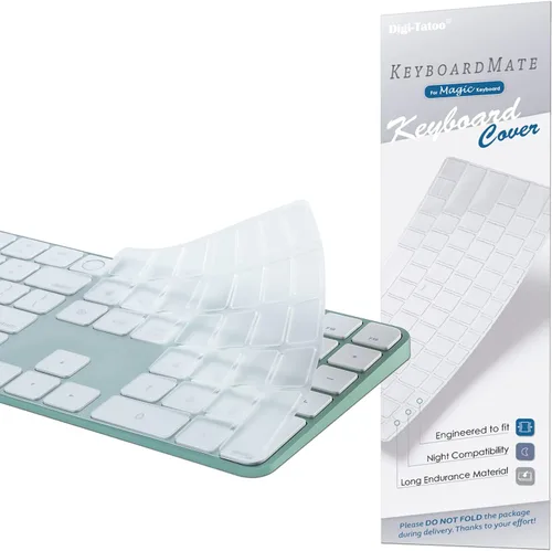 Vista 11 de Funda de teclado para teclado mágico M4 iMac 2024 (diseño europeo, llave de entrada de 7 formas) (modelo A3119, Touch ID, con llave numérica), funda