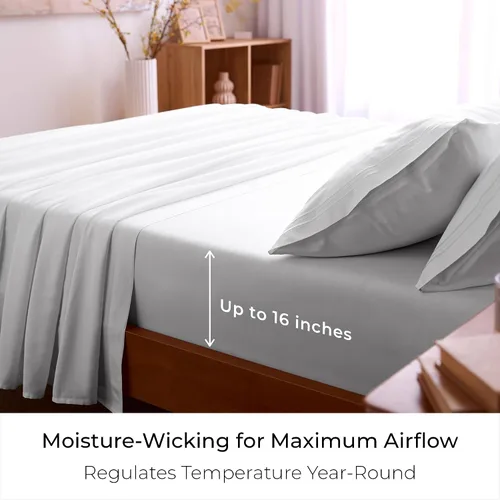 Vista 4 de Mellanni Juego de sábanas Twin XL - Juego de ropa de cama de 4 piezas de la colección icónica, (incluyendo 2 fundas de almohada), bolsillo profundo