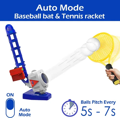 Vista 3 de iPlay, iLearn Juguetes de Máquina de Lanzamiento para Niños, Lanzador de Béisbol y Tenis RC 2 en 1, Bate de Lanzamiento Automático de Pelotas, Juego