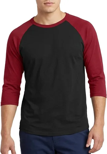 Vista 16 de Camiseta de béisbol raglán para hombre, de algodón, dos tonos, casual, atlética