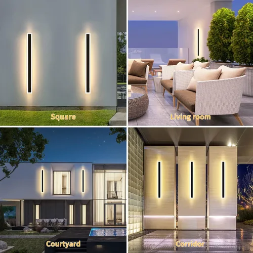 Vista 5 de Moderno aplique de pared para exteriores, acrílico blanco esmerilado, 23.6 pulgadas