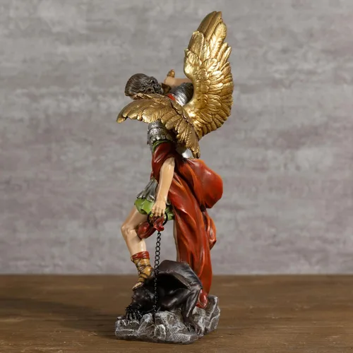 Vista 8 de BC - Estatua de San Miguel católico, figura de arcángel de 12 pulgadas de alto, protector de los fieles, decoración católica del hogar, escultura